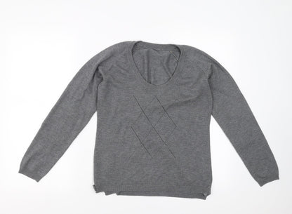 Preworn Womens Grey Argyle/Diamond  Pullover Jumper Size S