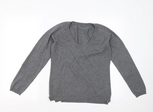 Preworn Womens Grey Argyle/Diamond  Pullover Jumper Size S