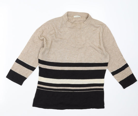 PLANET Womens Beige Striped  Pullover Jumper Size M