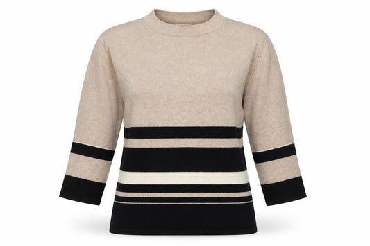 PLANET Womens Beige Striped  Pullover Jumper Size M