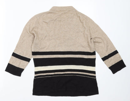 PLANET Womens Beige Striped  Pullover Jumper Size M