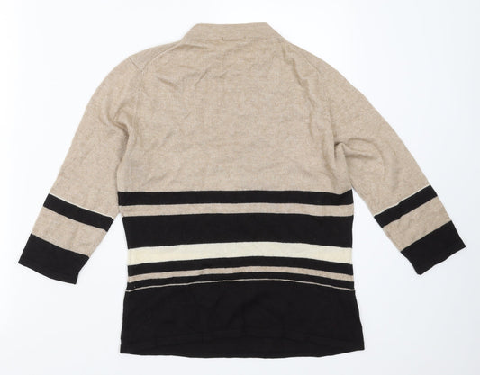 PLANET Womens Beige Striped  Pullover Jumper Size M