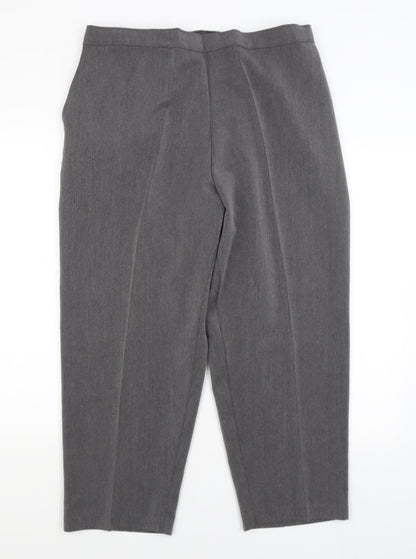 Womens UK Size 22 Preworn Regular Fit Dress Pants Grey Trousers