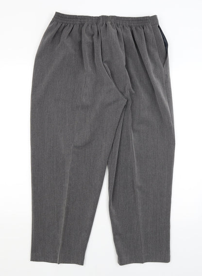 Womens UK Size 22 Preworn Regular Fit Dress Pants Grey Trousers