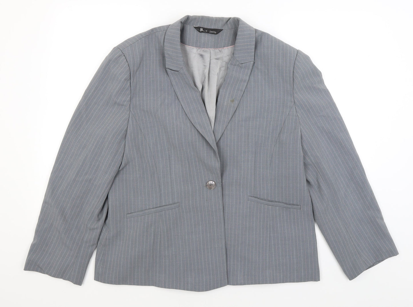 BHS Womens Grey Striped  Jacket Blazer Size 18