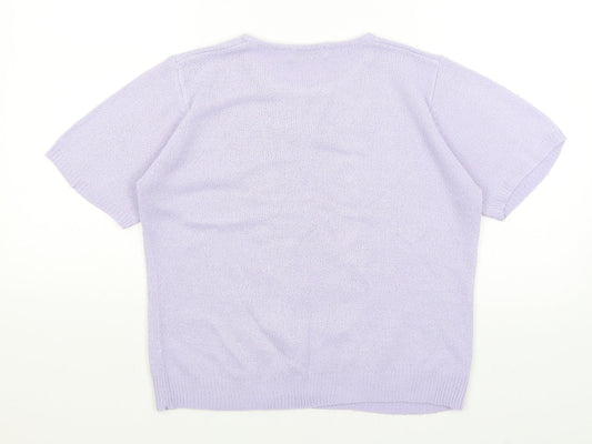 Berkertex Womens Purple Floral  Basic T-Shirt Size 12