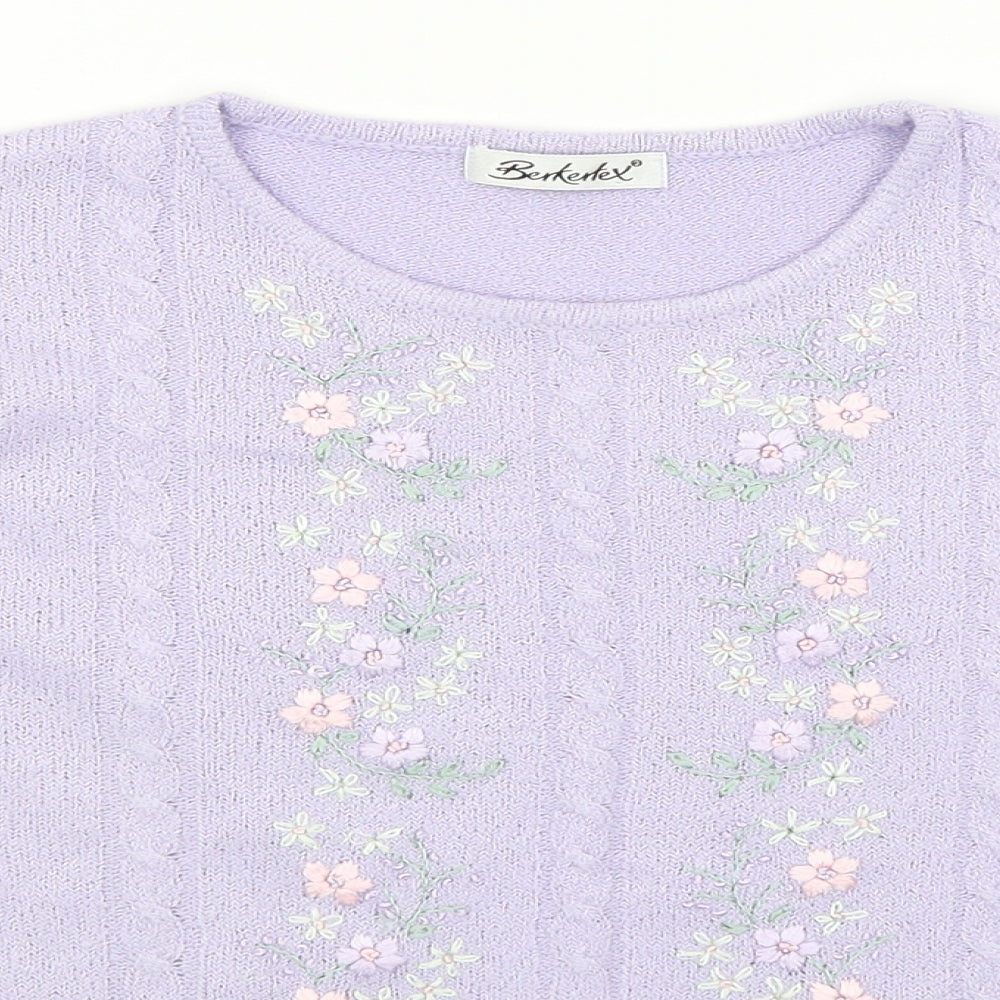 Womens UK Size 12 Berkertex Purple Basic T-Shirt