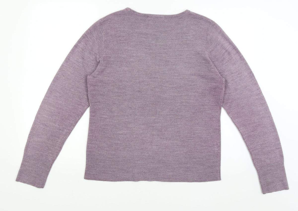 Back view of Papaya women’s purple jumper, size UK 16