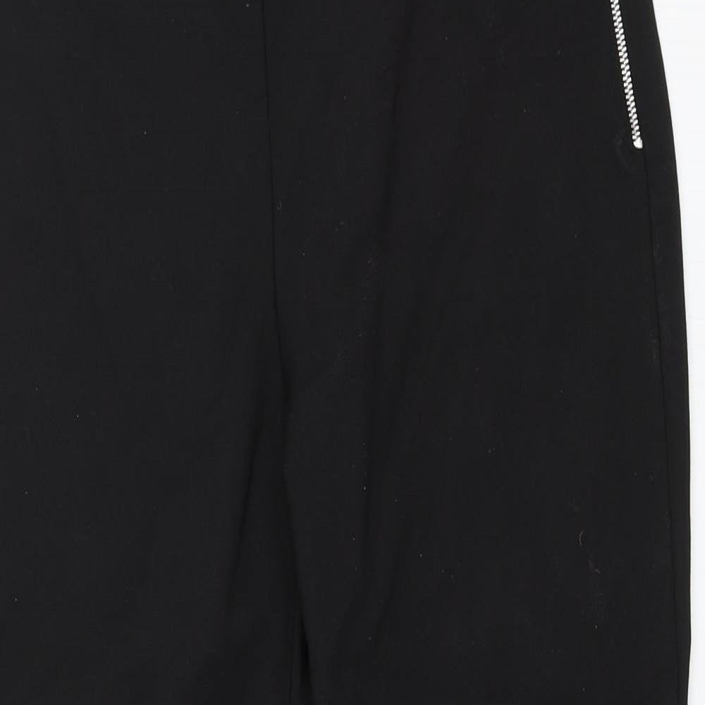 Womens UK Size M Zara Regular Fit Cropped Black Trousers