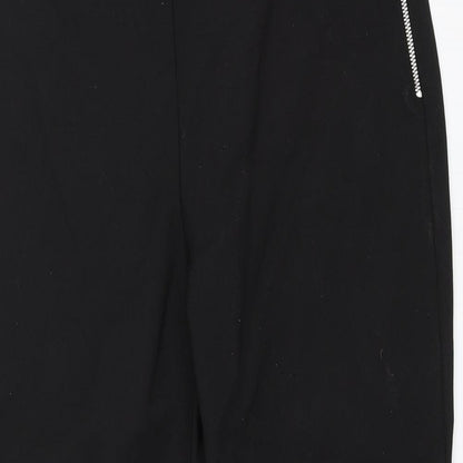 Womens UK Size M Zara Regular Fit Cropped Black Trousers