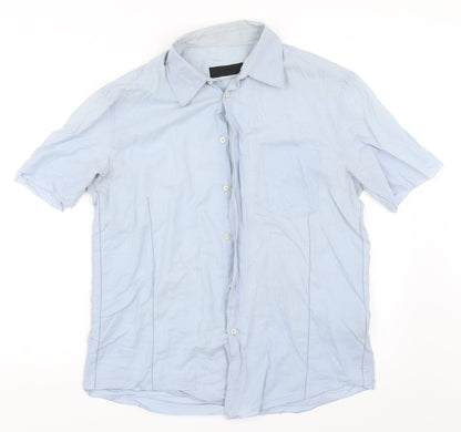 Mens UK Size S Preworn Blue  Button-Up Short Sleeve Casual Shirt