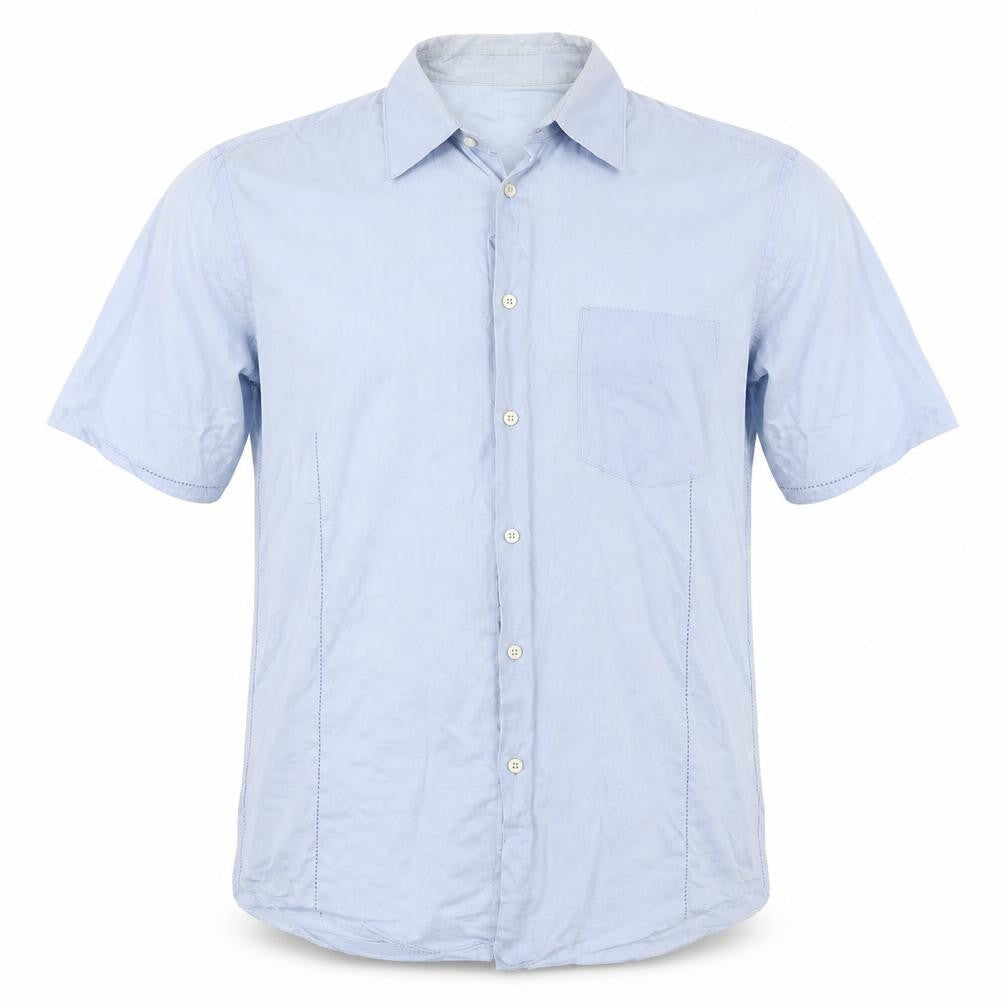 Mens UK Size S Preworn Blue  Button-Up Short Sleeve Casual Shirt