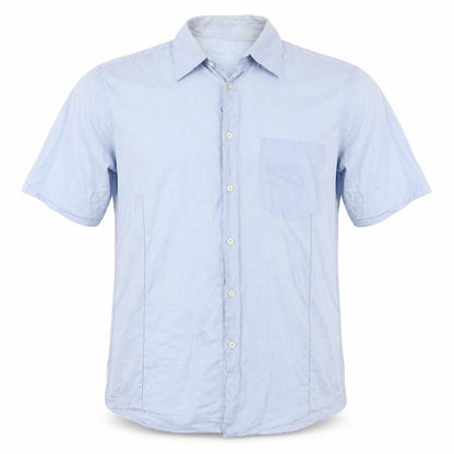 Mens UK Size S Preworn Blue  Button-Up Short Sleeve Casual Shirt