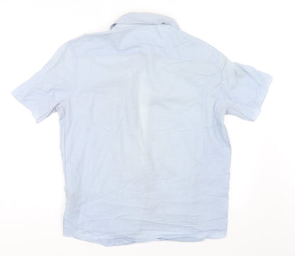 Mens UK Size S Preworn Blue  Button-Up Short Sleeve Casual Shirt