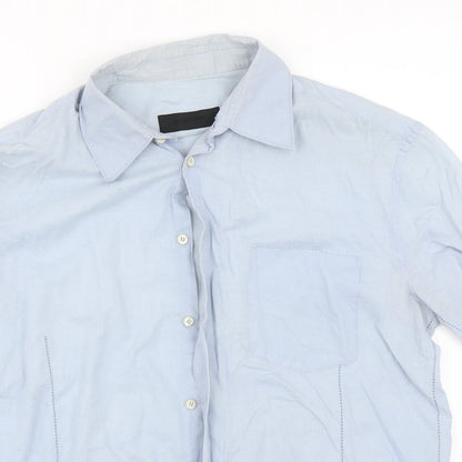 Mens UK Size S Preworn Blue  Button-Up Short Sleeve Casual Shirt