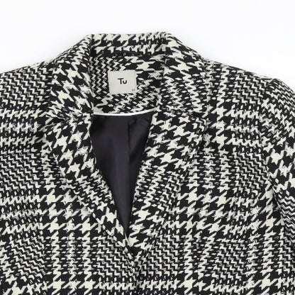TU Womens Black Houndstooth  Jacket Blazer Size 12