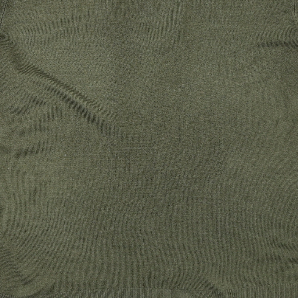 Brand and care label for Atmosphere women’s green jumper, size UK 10