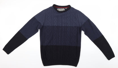 Soul Star Mens Blue Striped  Pullover Jumper Size M