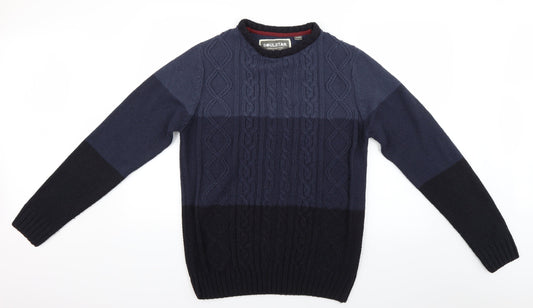 Soul Star Mens Blue Striped  Pullover Jumper Size M