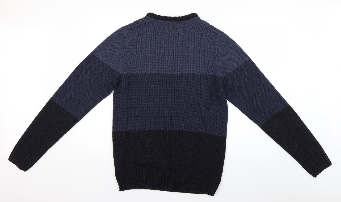 Soul Star Mens Blue Striped  Pullover Jumper Size M