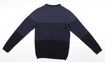 Soul Star Mens Blue Striped  Pullover Jumper Size M