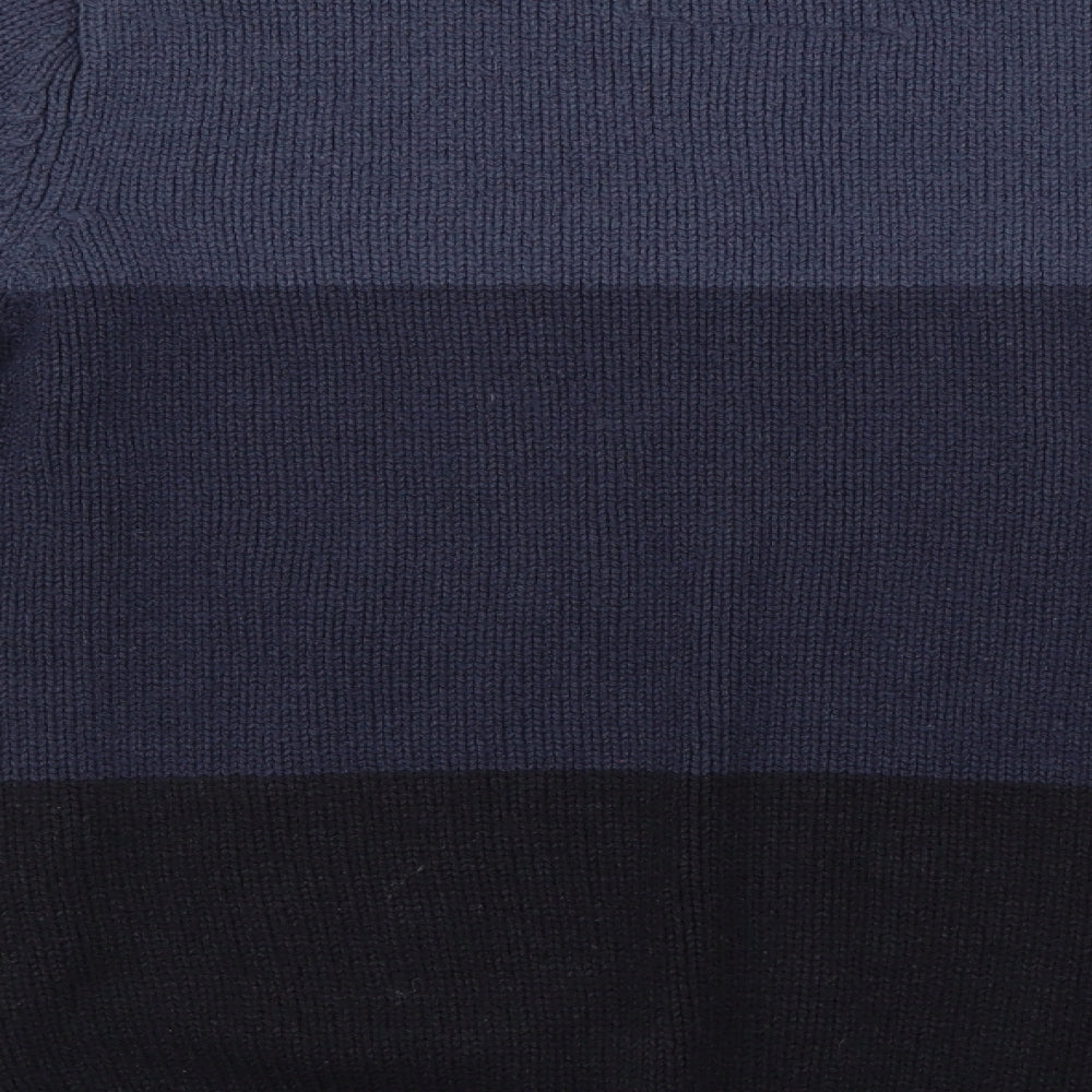 Soul Star Mens Blue Striped  Pullover Jumper Size M