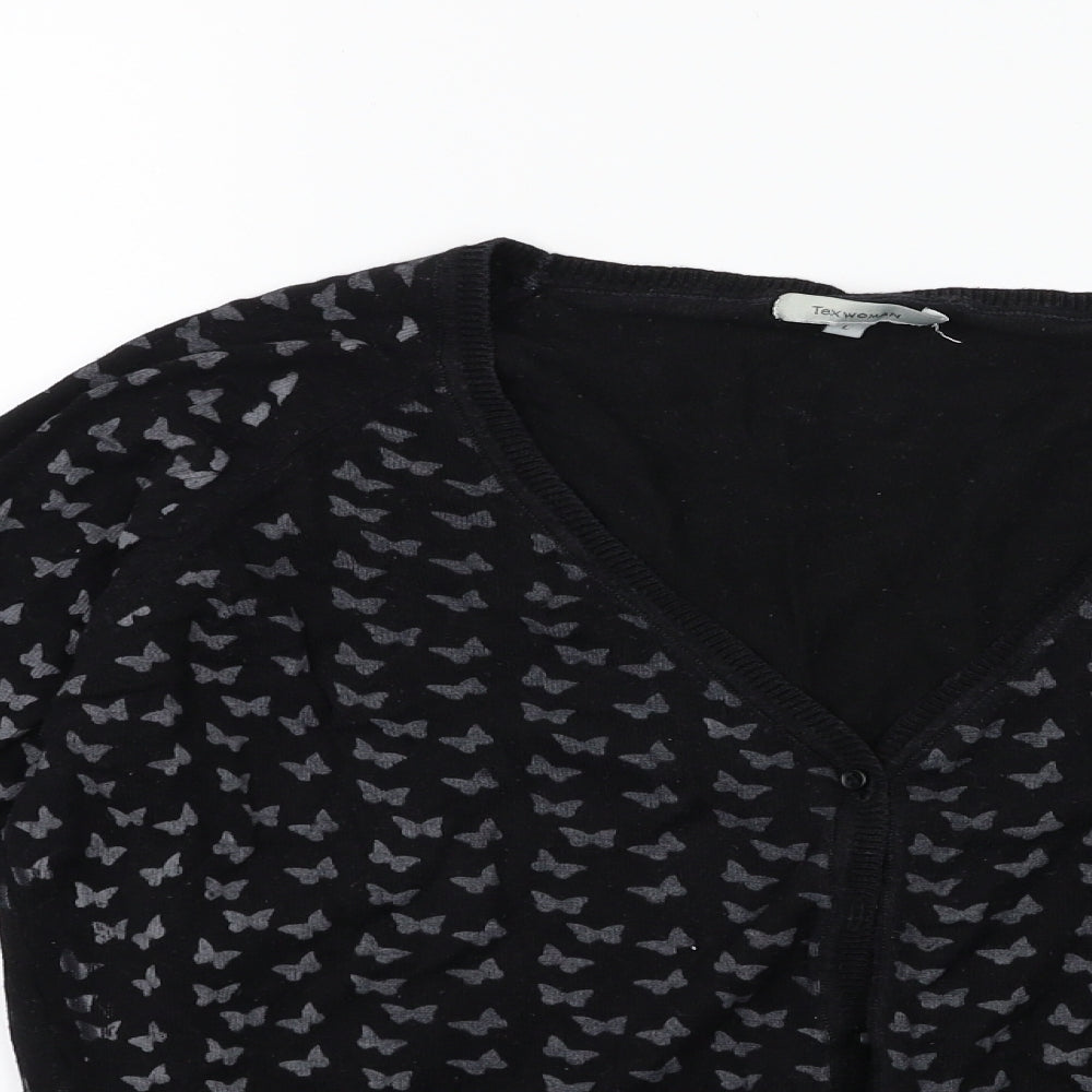 TEXT WOMAN Womens Black  Knit Cardigan Jumper Size L
