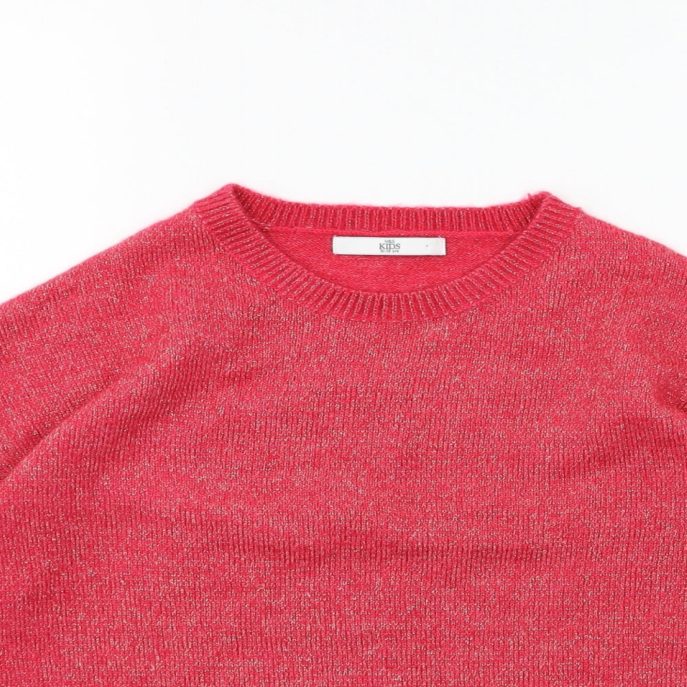Marks and Spencer Girls Pink  Knit Pullover Jumper Size 12-13 Years
