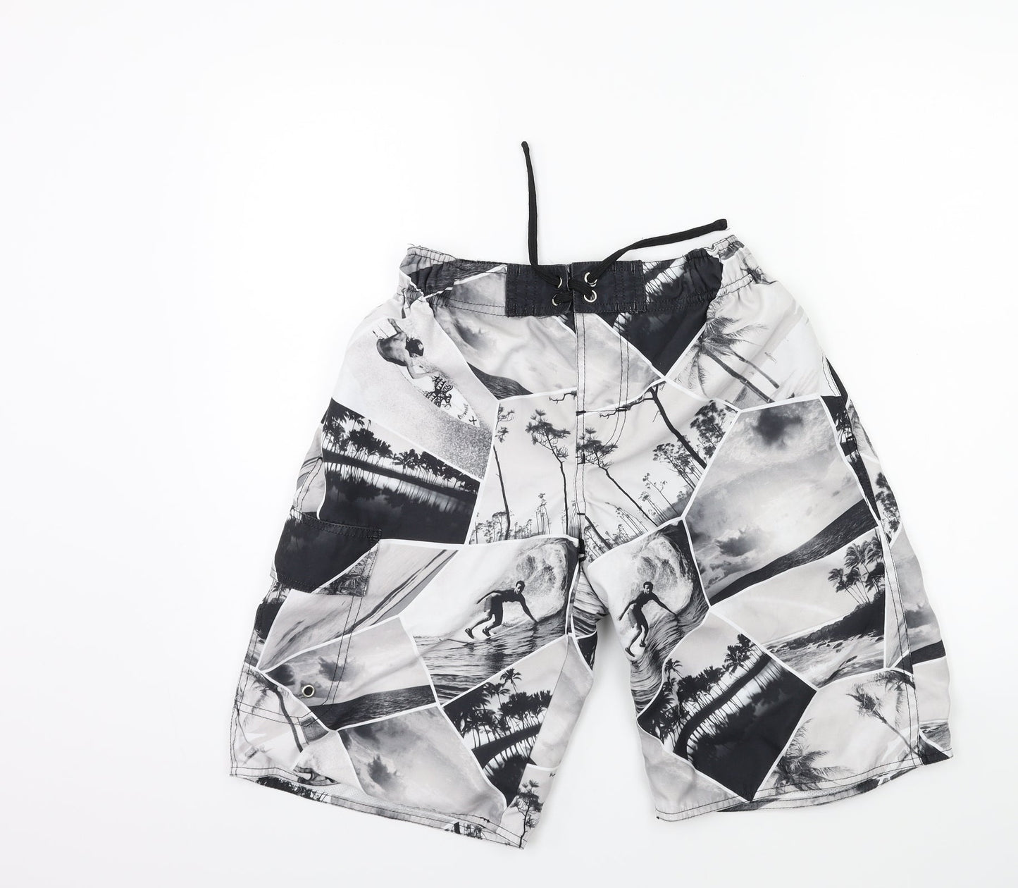 New Look Boys Grey Geometric  Bermuda Shorts Size S