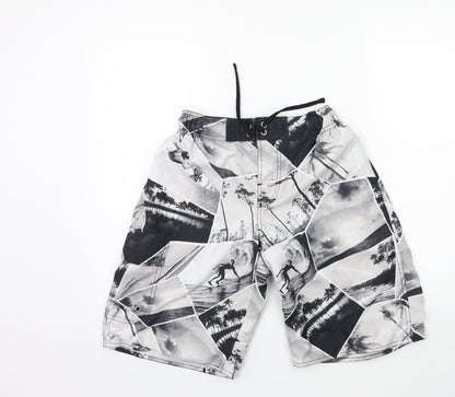 New Look Boys Grey Geometric  Bermuda Shorts Size S