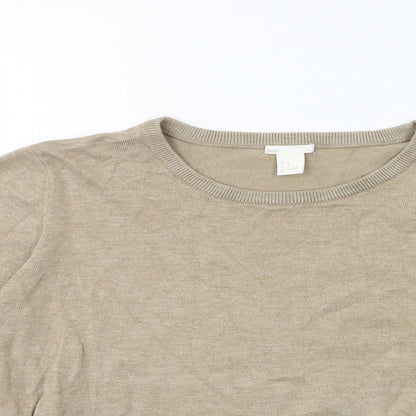 H&M Womens Beige  Knit Pullover Jumper Size S