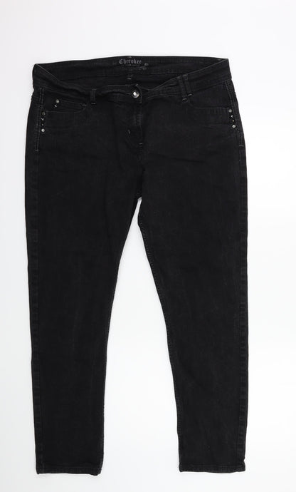 Cherokee Womens Black  Denim Skinny Jeans Size 36 in L29 in