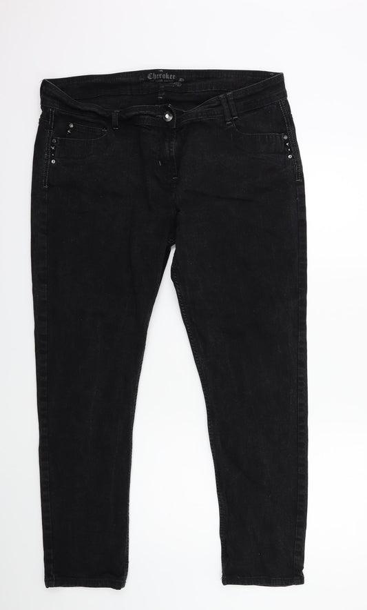 Cherokee Womens Black  Denim Skinny Jeans Size 36 in L29 in