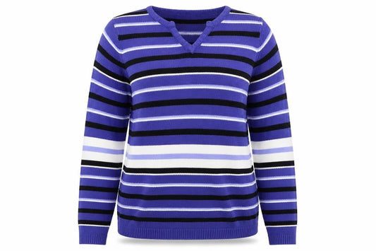 EWM Womens Blue Striped  Pullover Jumper Size S