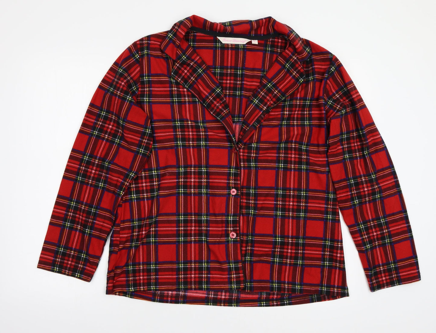 Foroever Womens Red Check  Basic Button-Up Size L