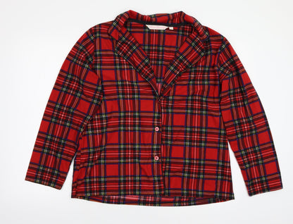 Foroever Womens Red Check  Basic Button-Up Size L