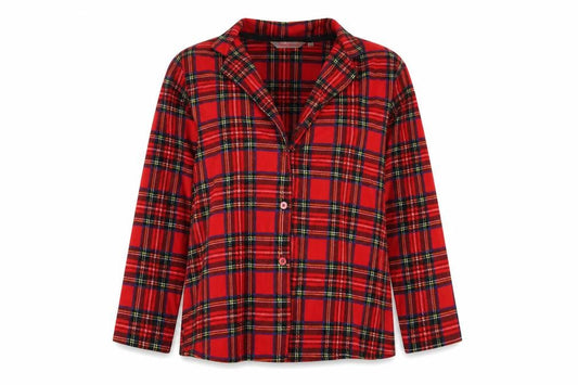 Foroever Womens Red Check  Basic Button-Up Size L