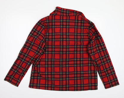 Foroever Womens Red Check  Basic Button-Up Size L