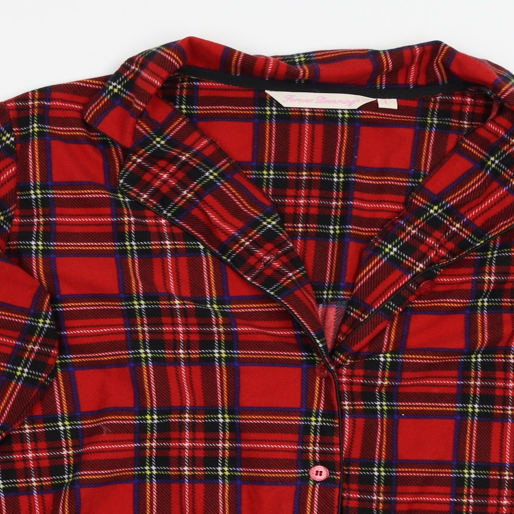 Foroever Womens Red Check  Basic Button-Up Size L