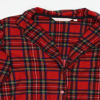 Foroever Womens Red Check  Basic Button-Up Size L