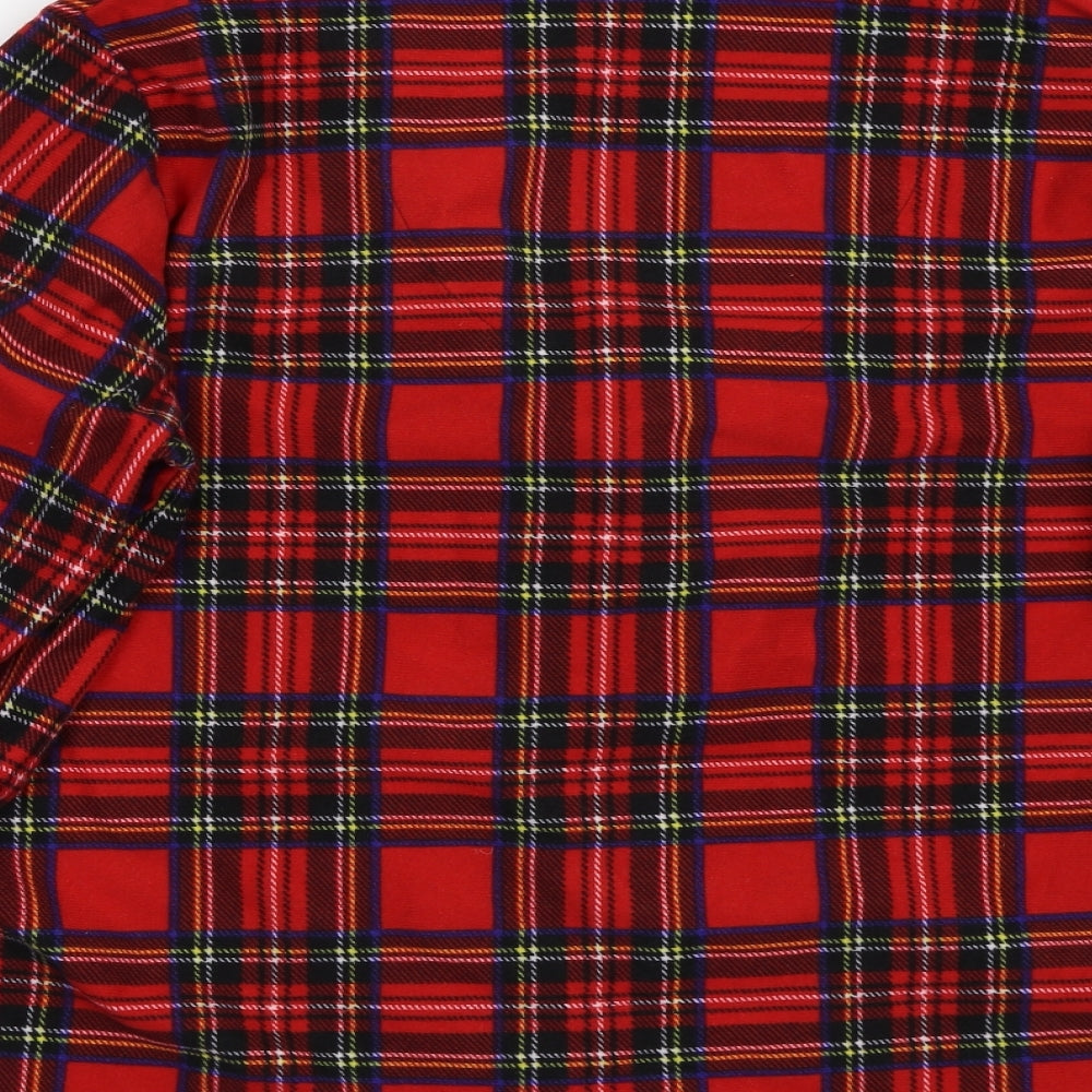 Foroever Womens Red Check  Basic Button-Up Size L