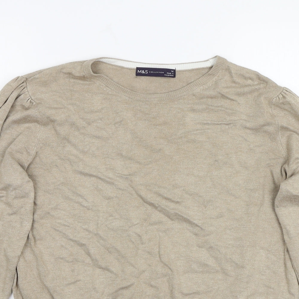 Marks and Spencer Womens Brown   Pullover Jumper Size 14