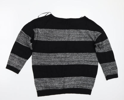 Wallis Womens Black Striped  Basic T-Shirt Size M