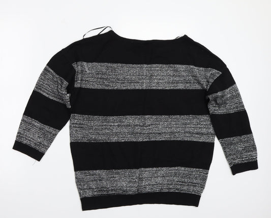 Wallis Womens Black Striped  Basic T-Shirt Size M