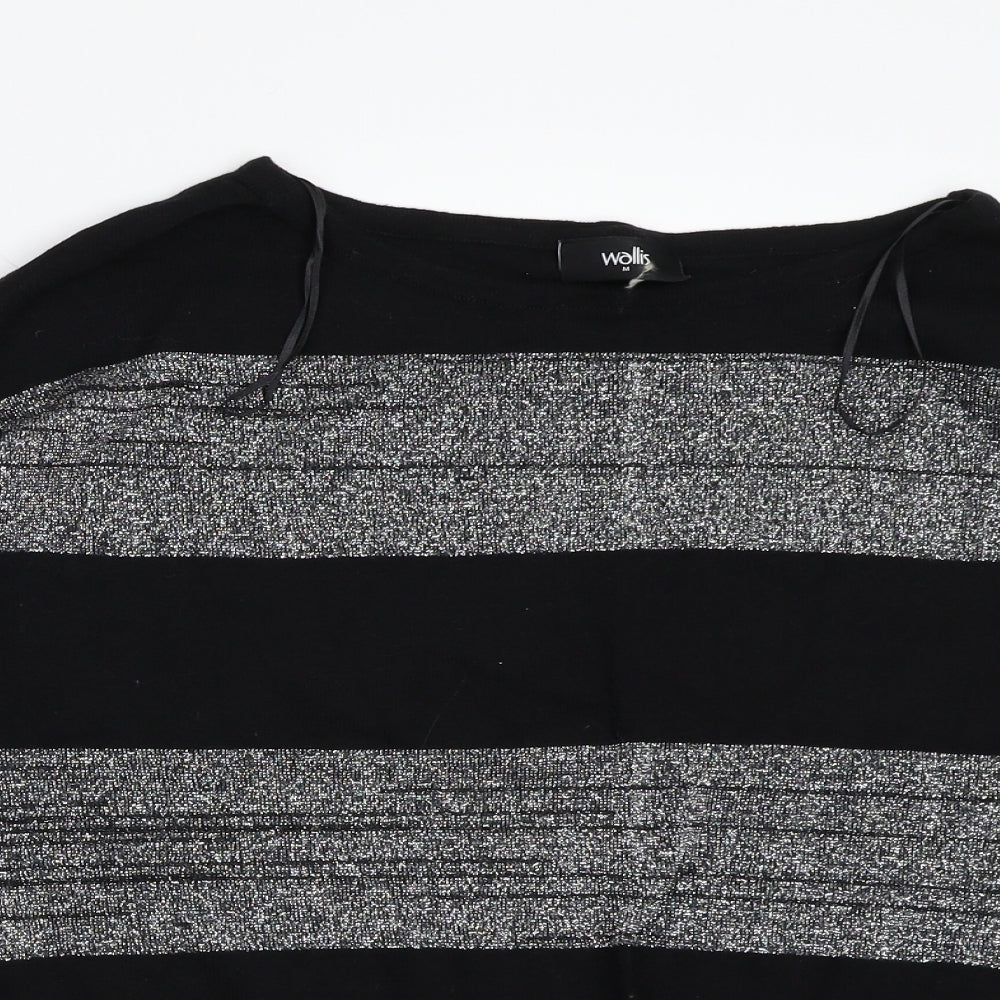 Wallis Womens Black Striped  Basic T-Shirt Size M
