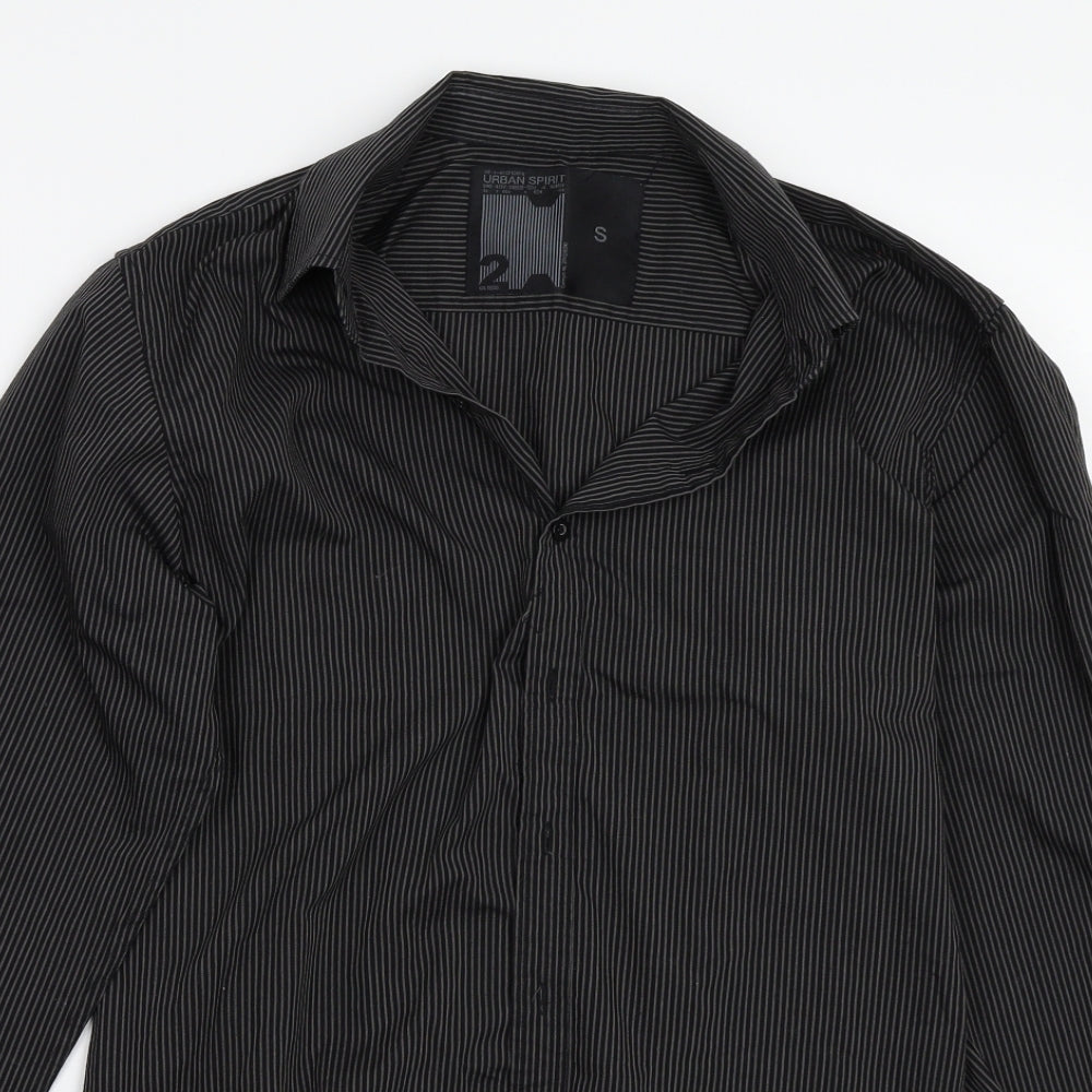 UrbanSpirit Mens Black Striped   Button-Up Size S