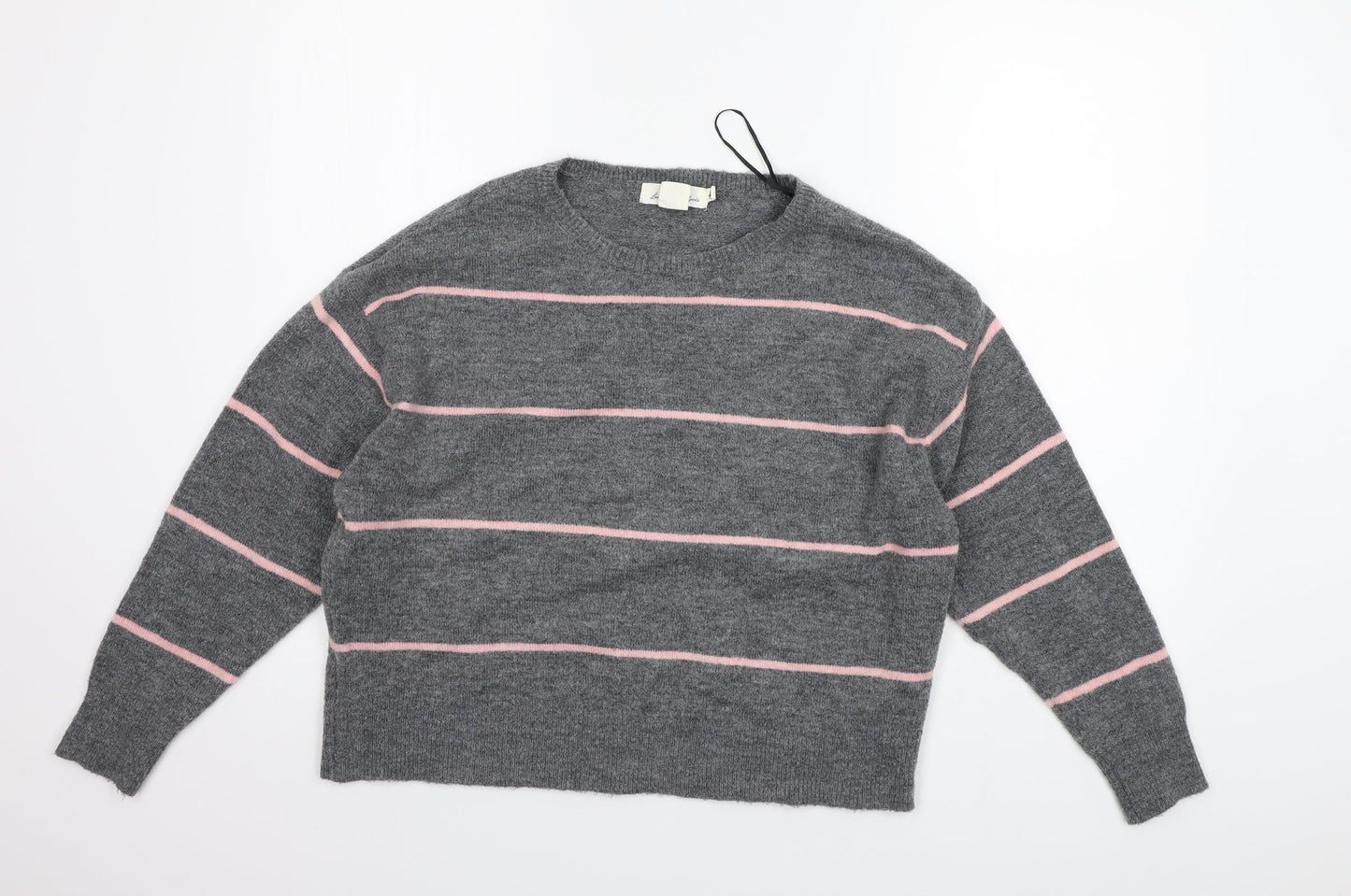 H&M Womens Grey Striped  Henley Jumper Size S