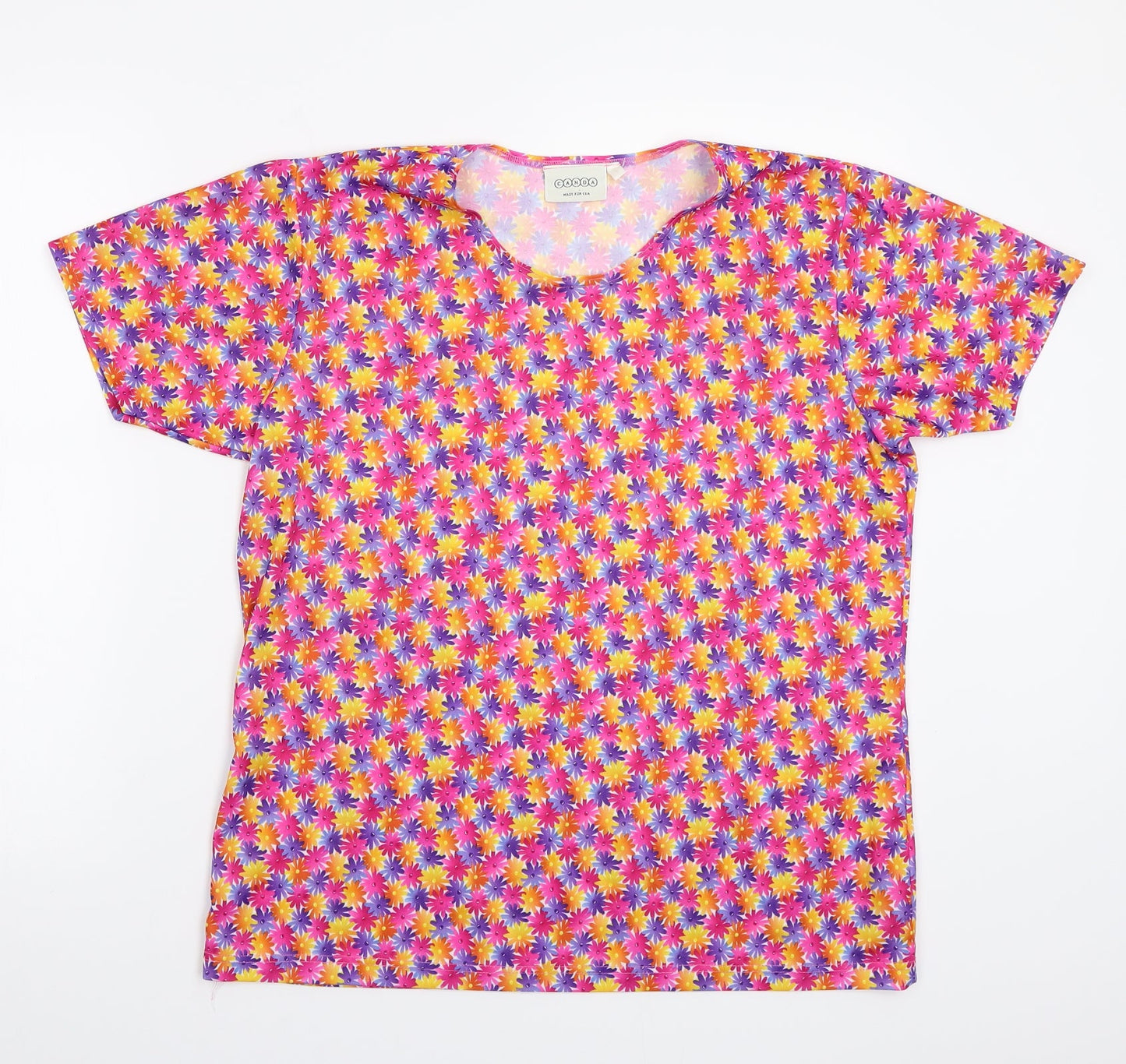 Womens UK Size L Canada Pink Basic T-Shirt