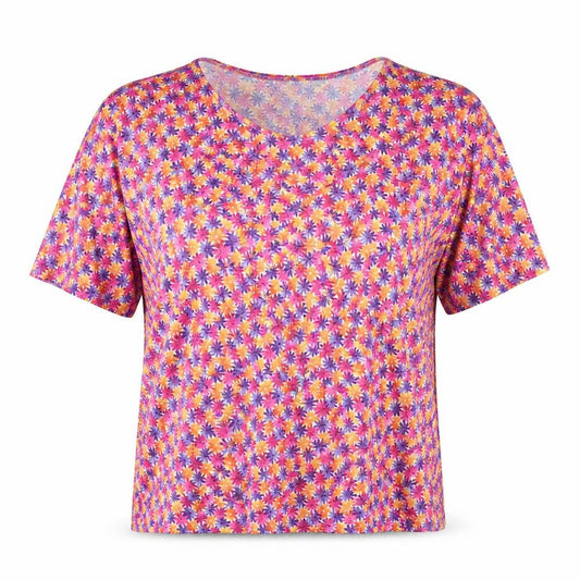 Front view of Canada women’s pink floral basic t-shirt, size L