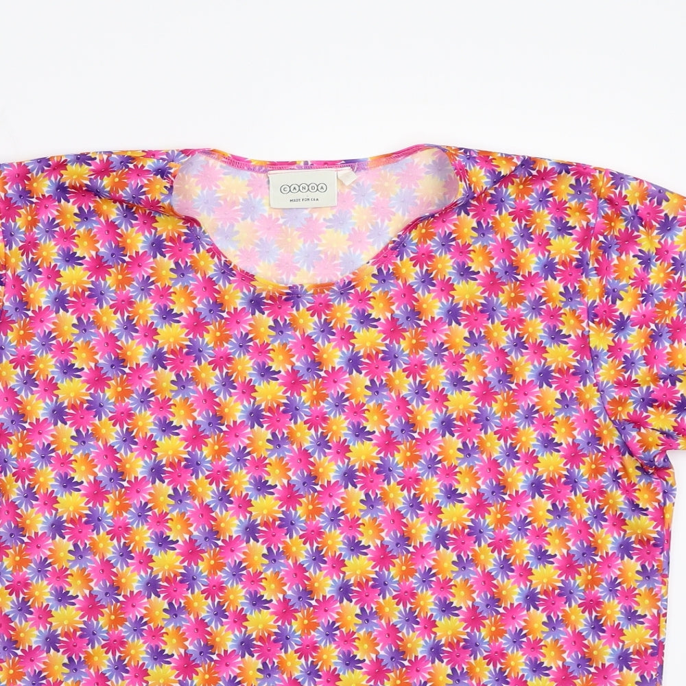 Womens UK Size L Canada Pink Basic T-Shirt